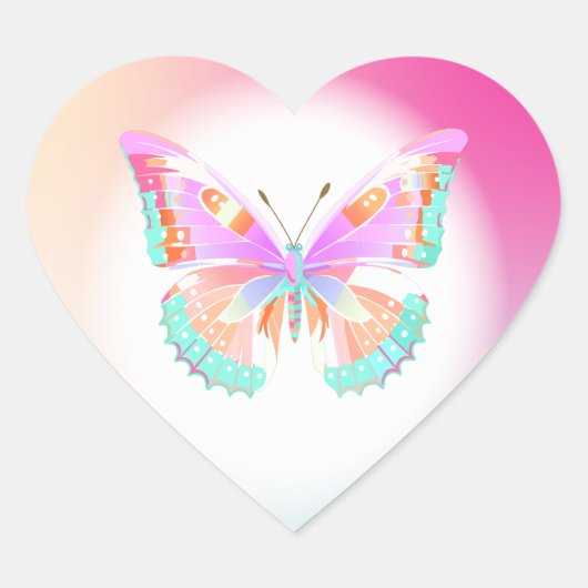 Butterfly Verjaardagsfeest Kinder Kleurrijk Hart Sticker (Voorkant)