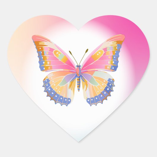 Butterfly Verjaardagsfeest Kinder Kleurrijk Hart Sticker (Voorkant)