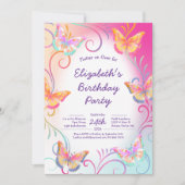 Butterfly Verjaardagsfeest Kinder Kleurrijk Kaart (Voorkant)
