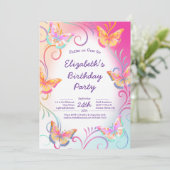 Butterfly Verjaardagsfeest Kinder Kleurrijk Kaart (Staand voorkant)