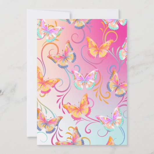 Butterfly Verjaardagsfeest Kinder Kleurrijk Kaart (Achterkant)