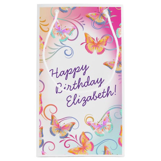 Butterfly Verjaardagsfeest Kinder Kleurrijk Klein Cadeauzakje (Achterkant)