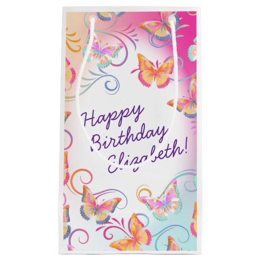 Butterfly Verjaardagsfeest Kinder Kleurrijk Klein Cadeauzakje (Voorkant)