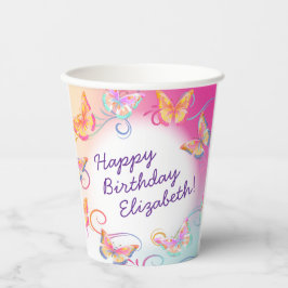 Butterfly Verjaardagsfeest Kinder Kleurrijk Papieren Bekers