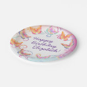 Butterfly Verjaardagsfeest Kinder Kleurrijk Papieren Bordje (Gekanteld)