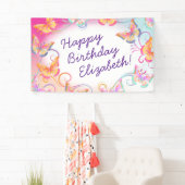 Butterfly Verjaardagsfeest Kinder Kleurrijk Spandoek (Insitu)