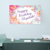 Butterfly Verjaardagsfeest Kinder Kleurrijk Spandoek (Beurs)