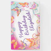 Butterfly Verjaardagsfeest Kinder Kleurrijk Spandoek (Verticaal)