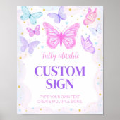 Butterfly Verjaardagsfeestje Aangepaste Tafelteken Poster (Voorkant)