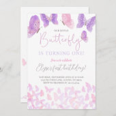 Butterfly Verjaardagsfeestje Uitnodiging Vlinders (Voorkant / Achterkant)