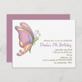 Butterfly · Verjaardagsuitnodiging Uitnodiging Briefkaart (Voorkant / Achterkant)