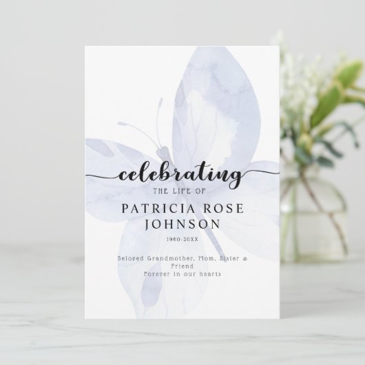 Butterfly Viering Life of Funeral Programme Programmakaart (Staand voorkant)