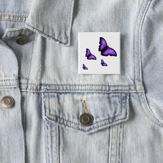 Butterfly Vierkante Button 5,1 Cm (In situ)