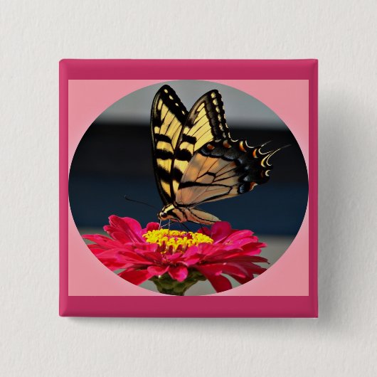 Butterfly Vierkante Button 5,1 Cm (Voorkant)