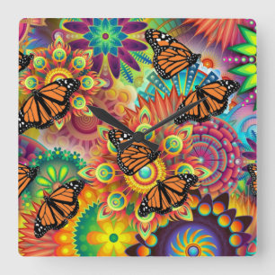 Butterfly Vierkante Klok