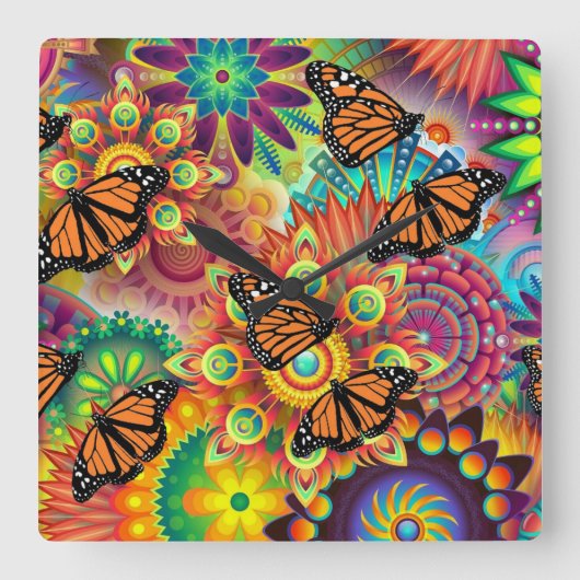 Butterfly Vierkante Klok (Voorkant)