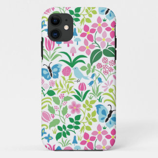 Butterfly, vogel, gloeiend helder patroon iPhone 11 hoesje