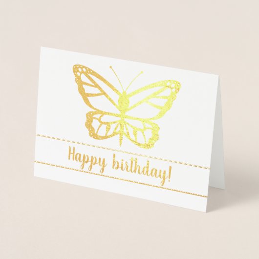 Butterfly-vorm met Happy Birthday-tekst Folie Kaarten (Voorkant)