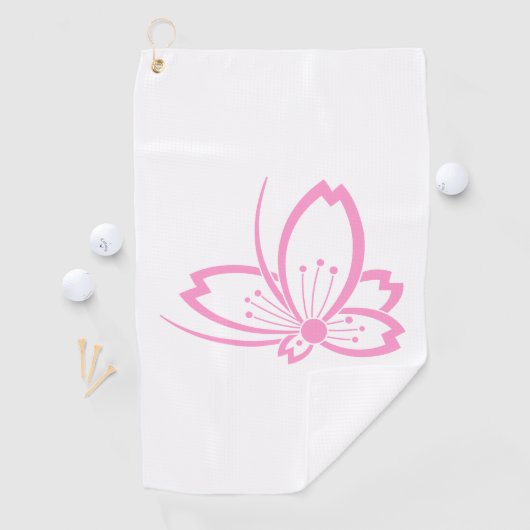 Butterfly-vormige geschaduwde Cherry Blossom Golf  Golfhanddoek (Insitu)