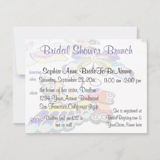  Butterfly Vrijgezellenfeest Brunch Kaart (Voorkant)