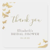 Butterfly Vrijgezellenfeest Gold Glitter Hartelijk Vierkante Sticker (Voorkant)