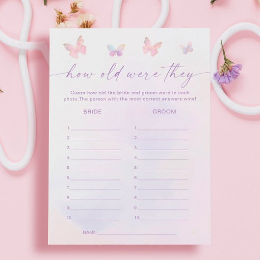 Butterfly Vrijgezellenfeest Guess Leeftijd Spel Ka Kaart