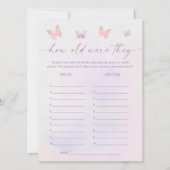 Butterfly Vrijgezellenfeest Guess Leeftijd Spel Ka Kaart (Voorkant)