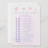 Butterfly Vrijgezellenfeest Hij zei dat ze game Ka Kaart (Voorkant)