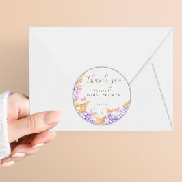 Butterfly Vrijgezellenfeest Hydrangea Gold Harteli Ronde Sticker