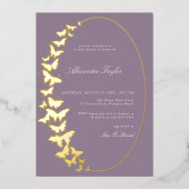Butterfly Vrijgezellenfeest Lavender Elegant Boho  Folie Uitnodiging (Voorkant)
