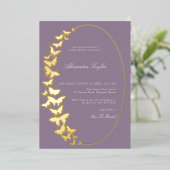 Butterfly Vrijgezellenfeest Lavender Elegant Boho  Folie Uitnodiging (Staand Voorkant)
