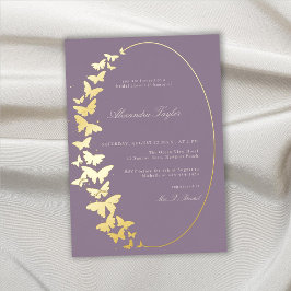 Butterfly Vrijgezellenfeest Lavender Elegant Boho Folie Uitnodiging