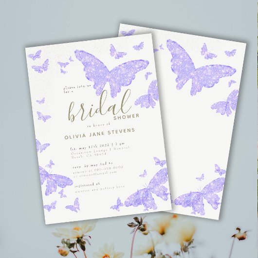 Butterfly Vrijgezellenfeest Lila Gold Elegant Boho Kaart