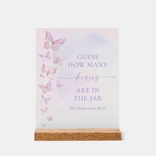 Butterfly Vrijgezellenfeest raad eens hoeveel kuss Acryl Bord (Voorkant)