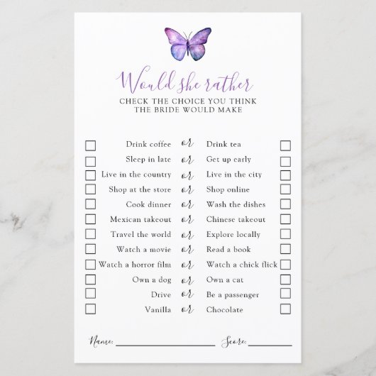 Butterfly Vrijgezellenfeest Wil ze liever spel (Voorkant)