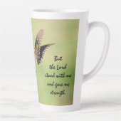 Butterfly w/ Verse over Gods Sterkte Latte Mok (Rechts)