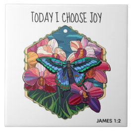 Butterfly, w verse van James 1:2 Tegeltje
