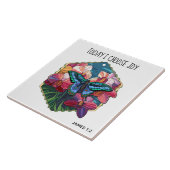 Butterfly, w verse van James 1:2 Tegeltje (Zijkant)