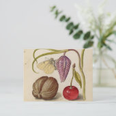 Butterfly Walnut Flower Cherry Waterverf Art Briefkaart (Staand voorkant)