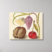 Butterfly Walnut Flower Cherry Waterverf Art Canvas Afdruk (Voorkant)