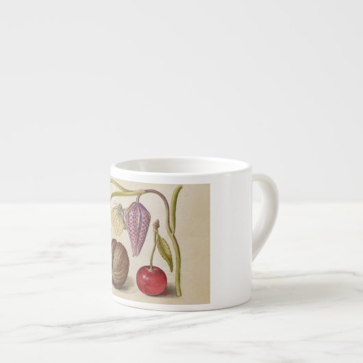 Butterfly Walnut Flower Cherry Waterverf Art Espresso Kop (Voorkant rechts)