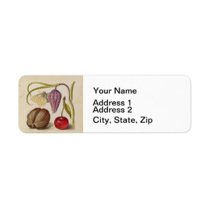 Butterfly Walnut Flower Cherry Waterverf Art Etiket