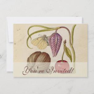 Butterfly Walnut Flower Cherry Waterverf Art Kaart