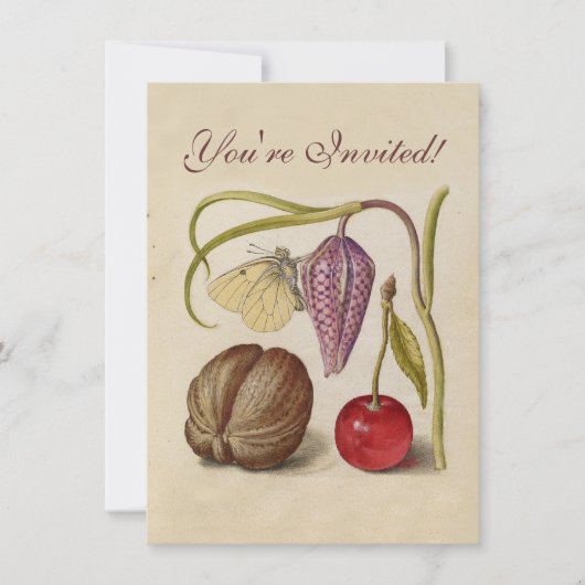 Butterfly Walnut Flower Cherry Waterverf Art Kaart (Voorkant)