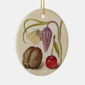 Butterfly Walnut Flower Cherry Waterverf Art Keramisch Ornament (Rechts)