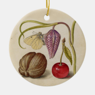 Butterfly Walnut Flower Cherry Waterverf Art Keramisch Ornament