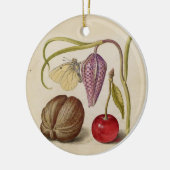 Butterfly Walnut Flower Cherry Waterverf Art Keramisch Ornament (Links)