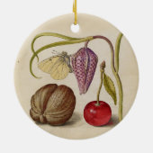 Butterfly Walnut Flower Cherry Waterverf Art Keramisch Ornament (Achterkant)