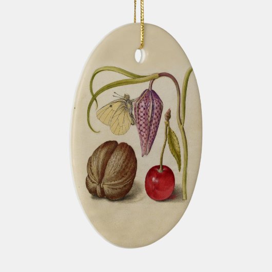 Butterfly Walnut Flower Cherry Waterverf Art Keramisch Ornament (Rechts)