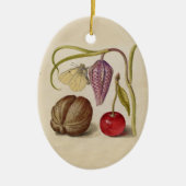 Butterfly Walnut Flower Cherry Waterverf Art Keramisch Ornament (Voorkant)